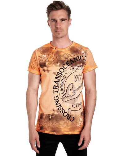 Rusty Neal T-Shirt mit plakativem Frontprint - Orange