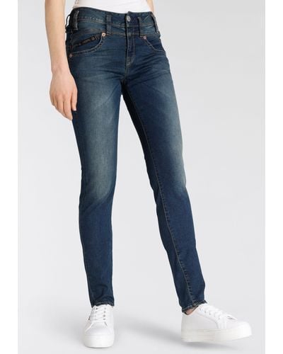 Herrlicher Fit-Jeans PEARL SLIM ORGANIC extra komfortabel - Blau
