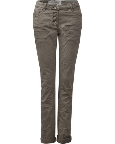 Cecil 5-Pocket-Jeans Farbige Crash-Hose New York - Grau