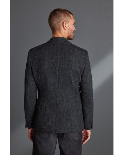 Next Sakko Blazer aus Harris-Tweed mit Fischgrätmuster (1-tlg) - Grau
