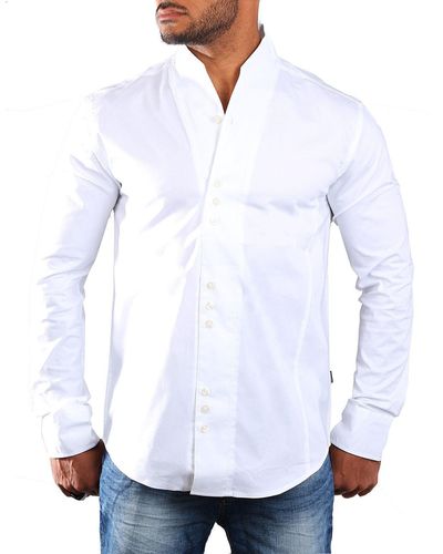 Carisma Langarmhemd Hemd H-902- fit Regular Langarm Stehkragen Uni - Weiß