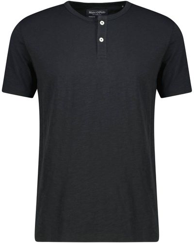Marc O' Polo T-Shirt HENLEY aus Slub-Jersey Shaped Fit (1-tlg) - Schwarz