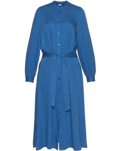 Lascana Hemdblusenkleid (mit Bindegürtel) in lockerer Passform, elegantes Sommerkleid, Midikleid - Blau