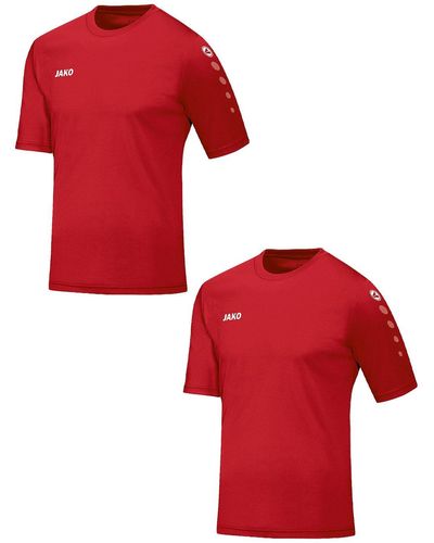 JAKÒ T-Shirt Trikot 2er-Set Kurzarm Rundhals Moderne Uni-Optik 7426 in Rot-2