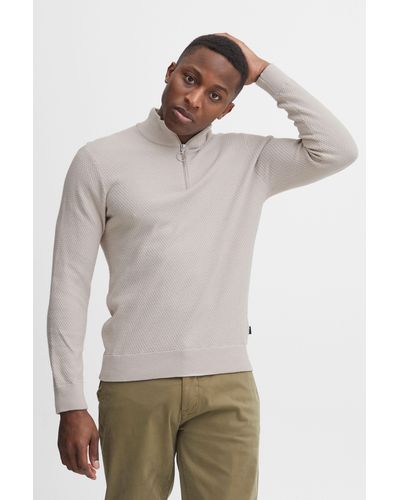 Casual Friday Troyer Karlo structured zipper knit - Weiß