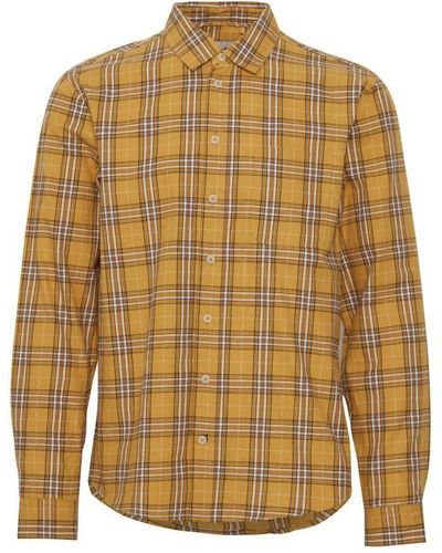 Blend Langarmhemd Kariertes Holzfäller Hemd Basic Freizeit Shirt aus Baumwolle 5088 in Gelb