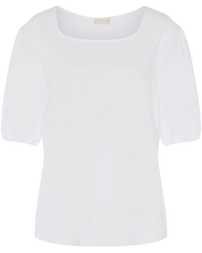Hanro Shirtbluse Natural Ärmellose Bluse T-Shirt - Weiß