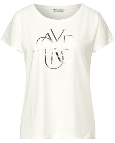 Street One Kurzarmshirt LTD QR ALIVE partprint shirt - Weiß