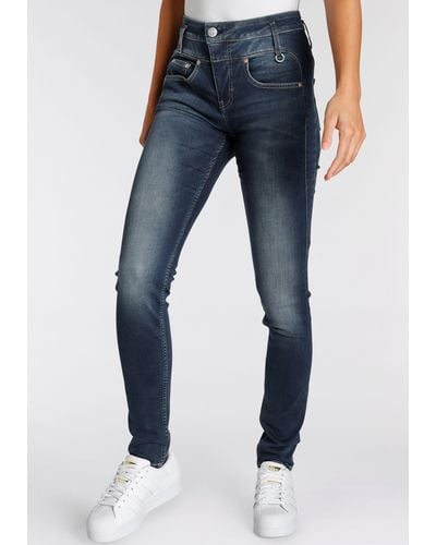 Herrlicher Fit-Jeans SHARP SLIM REUSED DENIM Nachhaltige Premium-Qualität enthält recyceltes Material - Blau