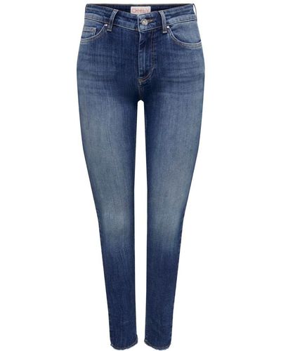 ONLY Skinny-fit-Jeans ONLBLUSH MID SK ANK RAW DNM REA194 - Blau