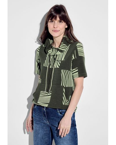 Cecil T-Shirt mit Kängurutasche - Grün