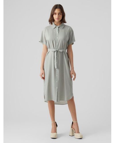 Vero Moda Shirtkleid Leichtes Kurzärmliges Basic Midi Kleid VMBUMPY (lang) 5760 in Grün