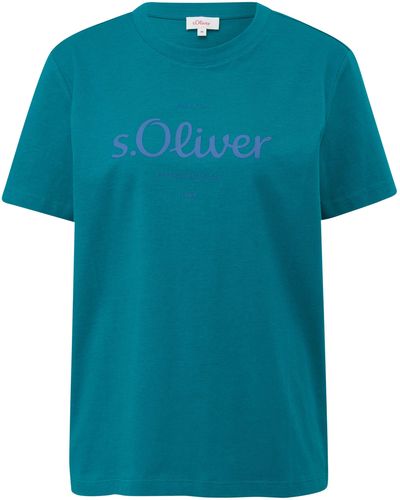 mit S.oliver | DE in T-Shirt, Weiß Lyst vorne Logodruck