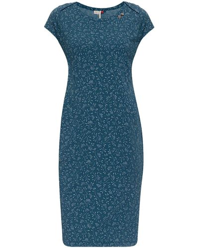 Ragwear Sommerkleid Rivan mit floralem All-over-Print - Blau