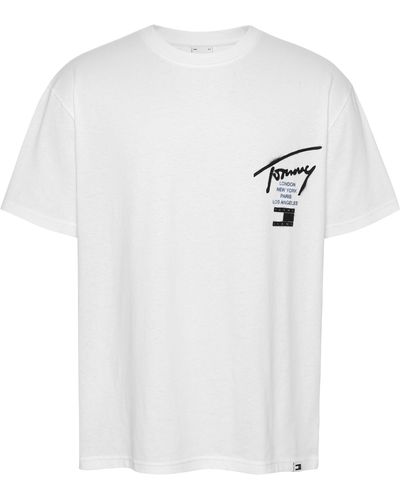 Tommy Hilfiger T-Shirt TJM REG GRAFFITI SIG TEE EXT mit Logoschriftzug - Weiß