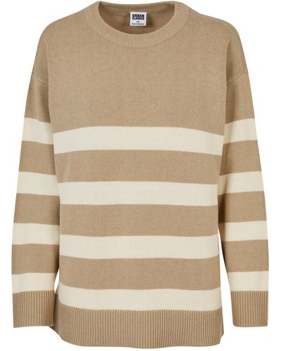 Urban Classics Rundhalspullover Ladies Striped Knit Crew Sweater (1-tlg) - Natur