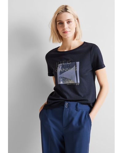 Street One T-Shirt mit Rundhalsausschnitt - Blau