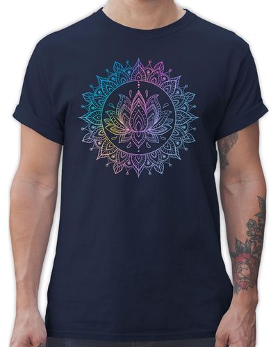 Shirtracer T-Shirt Lotusblume Spirituelle Meditation Mandala Pilates Lotus Entspannung Yoga - Blau