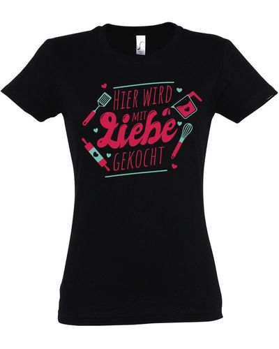 Youth Designz "Hier wird Liebe gekocht" T-Shirt mit modischem Print - Schwarz