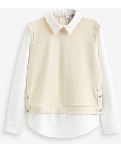 Next 2-in--Top Sweatshirt mit Lagendesign (1-tlg) - Weiß