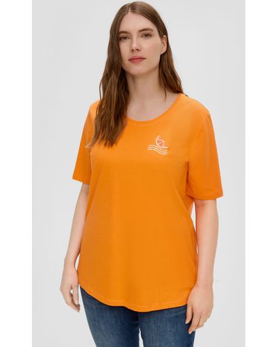 S.oliver Kurzarmshirt Jerseyshirt mit Printdetail - Orange