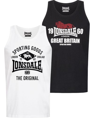 Lonsdale London T-Shirt Tanktop Doppelpack Biggin Erwachsene - Schwarz