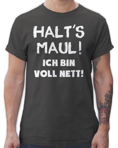 Shirtracer T-Shirt Halt's Maul ich bin voll nett - Schwarz