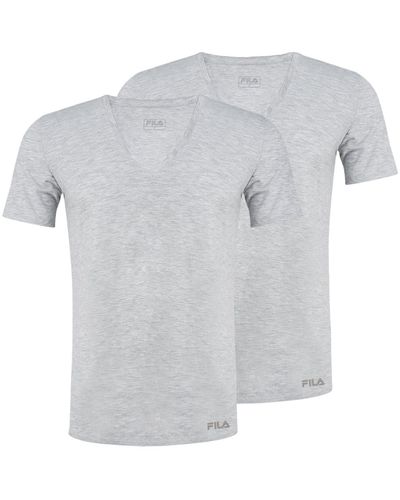 Fila T-Shirt 2er Pack V-Neck aus weichem Baumwolljersey - Grau