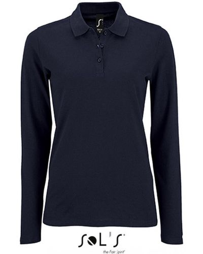 Sol's Langarm-Poloshirt Long-Sleeve Piqué Polo Shirt Perfect - Blau