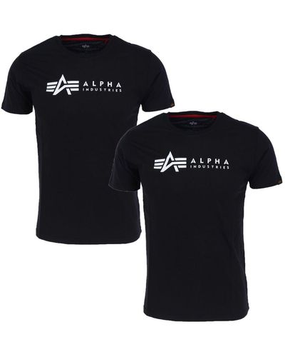 Alpha Industries Industries Print-Shirt Alpha Label T Pack (2-tlg) - Schwarz