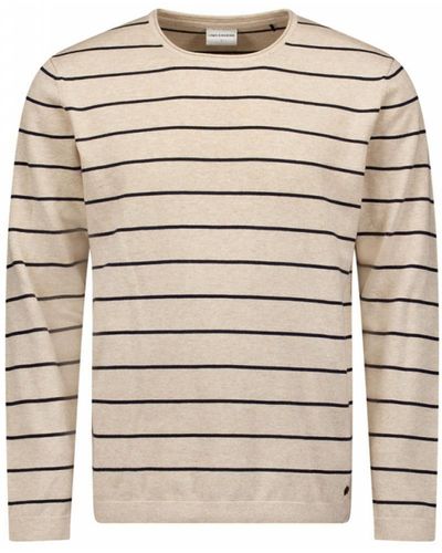 No Excess Sweatshirt Pullover Crewneck 2 Coloured Stripe - Weiß