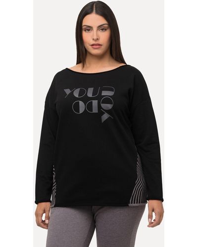 Ulla Popken Sweatshirt Loungewear-Sweater Oversized Rundhals Langarm - Schwarz
