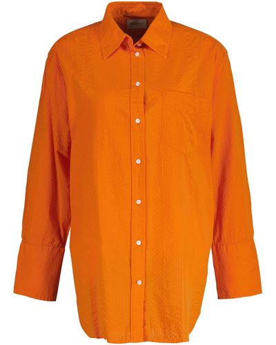 GANT Schlupfbluse Seersucker-Bluse - Orange
