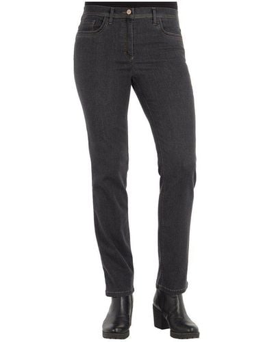 ZERRES 5-Pocket-Jeans grau regular (1-tlg) - Schwarz