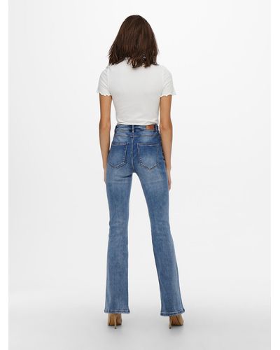 ONLY Bootcut-Jeans Mila (1-tlg) Plain/ohne Details - Blau