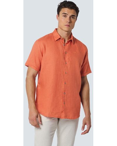 No Excess T- Shirt Short Sleeve Linen Solid - Orange