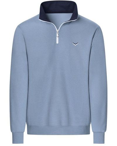 Trigema Sweatshirt mit Kragen und Reißverschluss - Blau