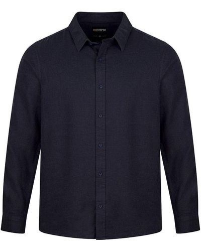 Riverso Langarmhemd Leinen Hemd RIVFabio Regular Fit (1-tlg) - Blau