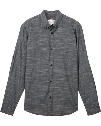 Tom Tailor Langarmhemd slubyarn shirt - Grau