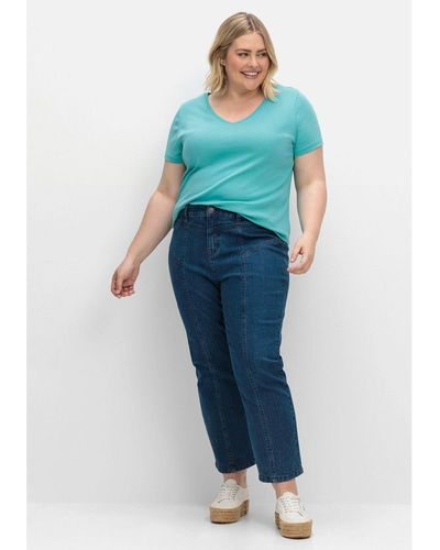 Sheego Gerade Jeans Große Größen PIA für sehr kräftige Oberschenkel - Blau