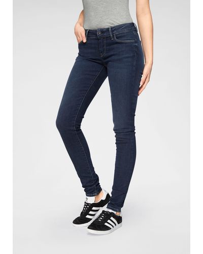 Pepe Jeans Pepe Skinny-fit-Jeans SOHO im 5-Pocket-Stil mit 1-Knopf Bund und Stretch-Anteil - Blau