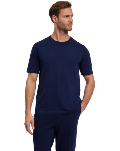 FALKE T-Shirt mit feiner Rippstruktur - Blau
