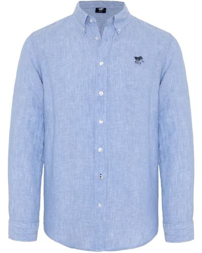 Polo Sylt Langarmhemd mit Label-Stickerei - Blau