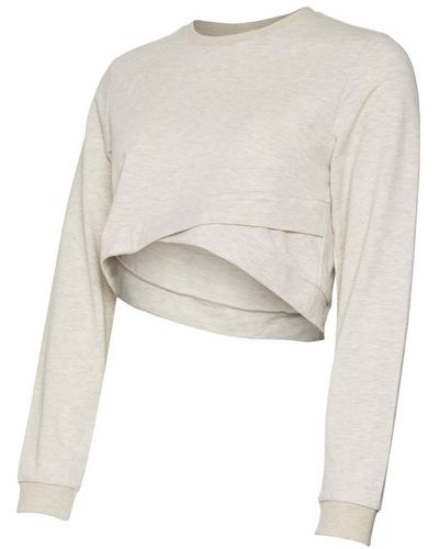 Mama.licious Sweatshirt JOSE (1-tlg) Wickel-Design - Weiß