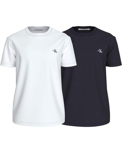 Calvin Klein T-Shirt 2 PACK MONOLOGO mit kleinem Logodruck auf der Brust - Blau