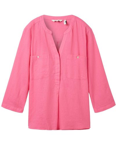 Tom Tailor Blusentop easy shape blouse with linen - Pink