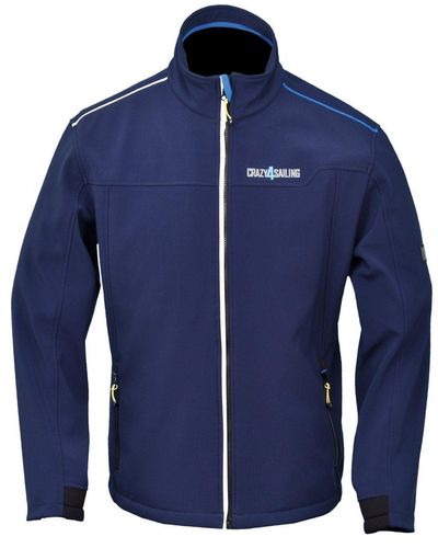 crazy4sailing Softshelljacke Jersey Basic Jacke wasserabweisend mit 2-Wege-Reißverschluss - Blau