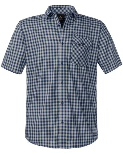 Schoeffel Outdoorhemd Hemd Trattberg SH M mit gesticktem Markenlogo auf Brust und Oberarm - Blau
