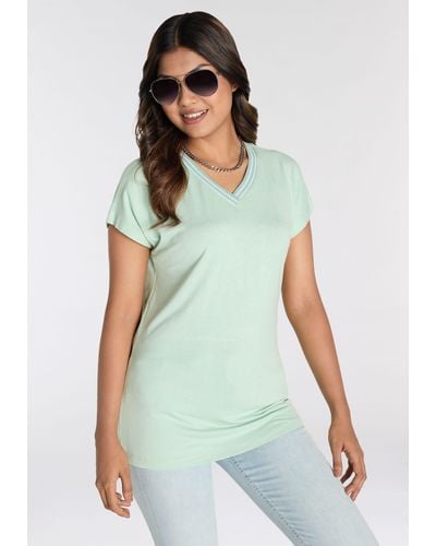 Laura Scott T-Shirt mit modischem V-Ausschnitt - Grün