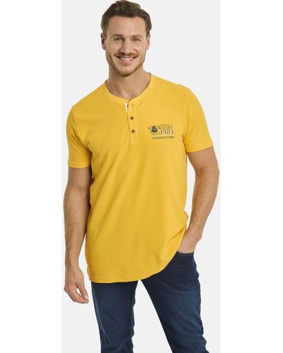 Jan Vanderstorm T-Shirt ERENGISL mit stylischer Knopfleiste - Gelb
